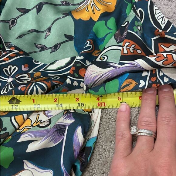 ZARA Patchwork Print Satin Effect Long Sleeve Faux Wrap Dress Sz S EUC - Picture 14 of 16